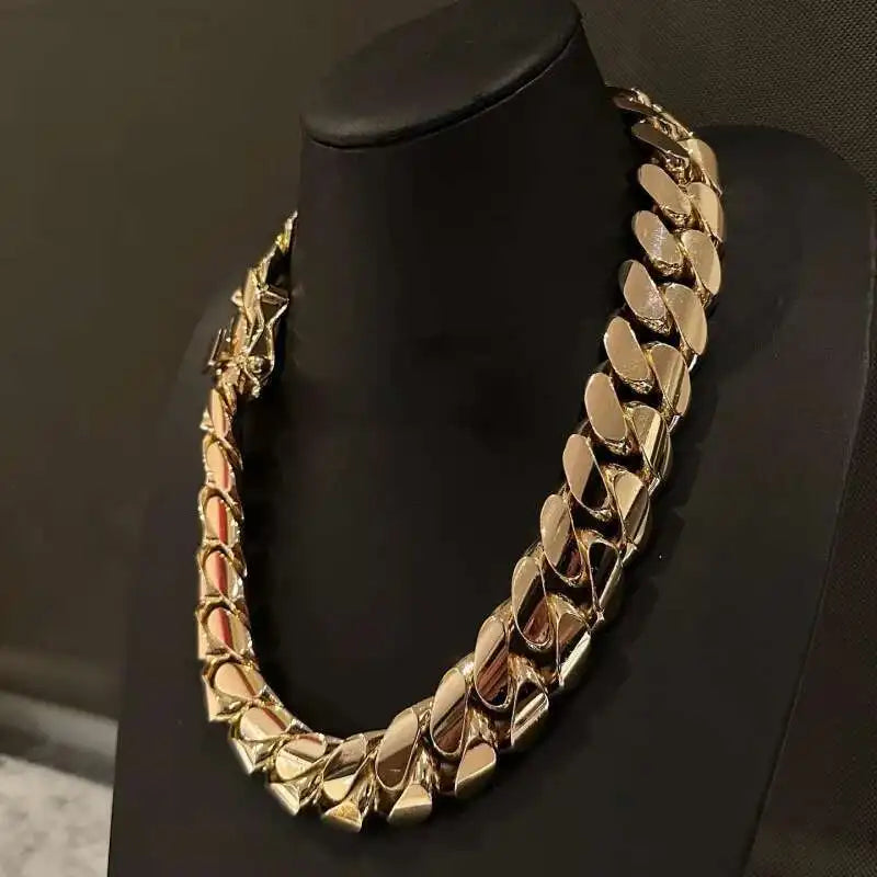 30mm Cuban Chain Gold Plated Cuban Necklaces 925 Sterling Silver Cuban Link Chain