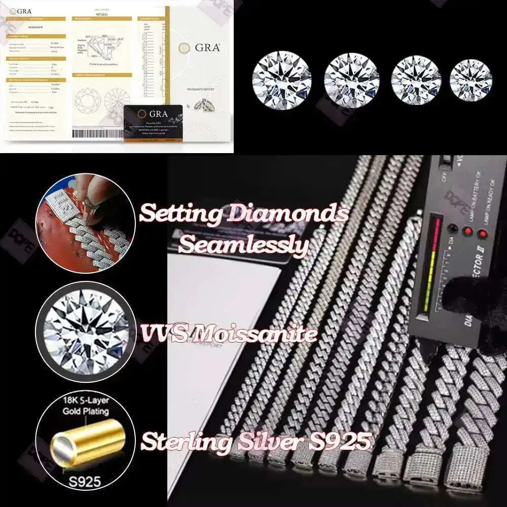 30mm Cuban Chain Gold Plated Cuban Necklaces 925 Sterling Silver Cuban Link Chain