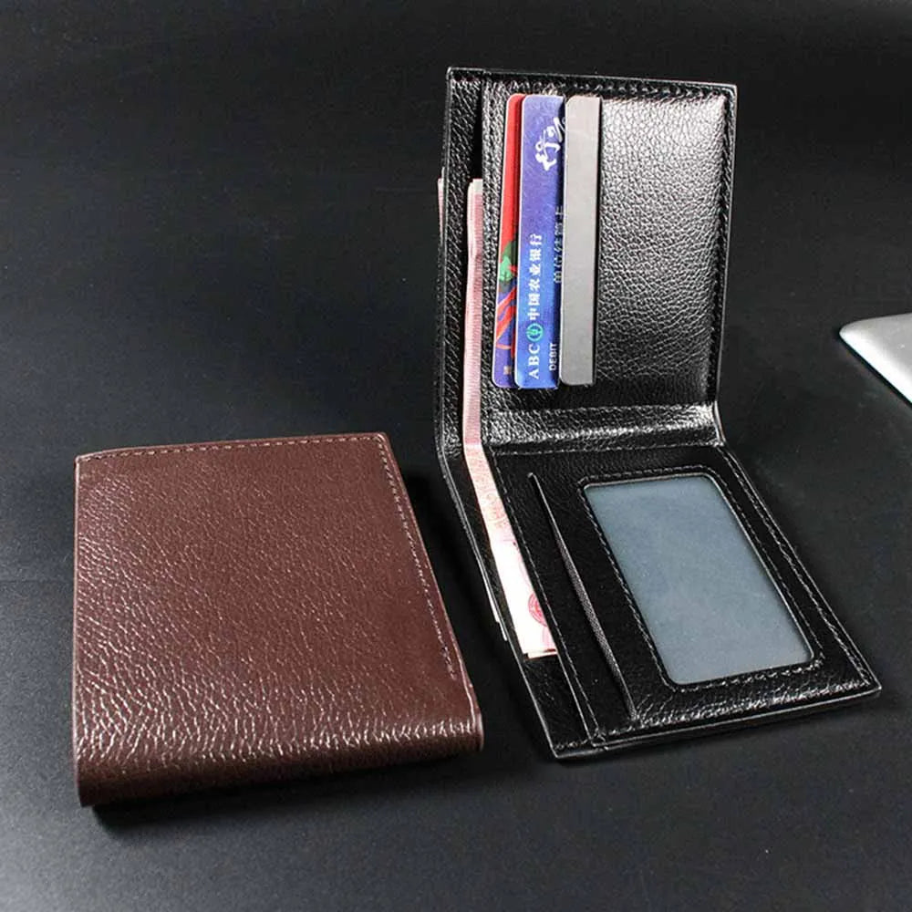 Mens Ultra Thin PU Leather Slim Wallets Luxury Designer with Driving License Holder
