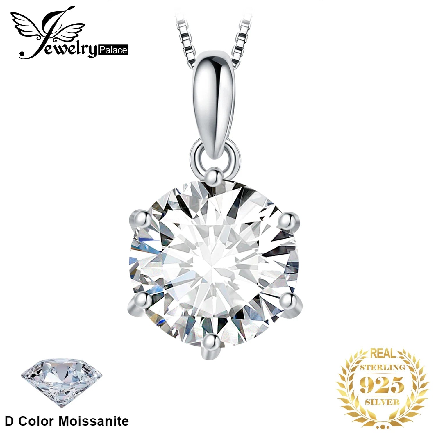 Moissanite D Color 1ct 1.5ct 2ct 3ct Round 925 Sterling Silver Pendant Necklace for Woman No Chain