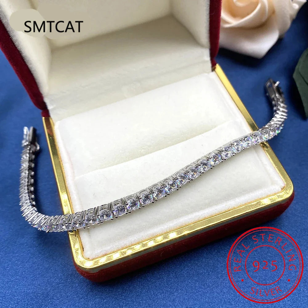 Real Moissanite Bracelet for Women S925 Sterling Silver 4mm Diamonds Bangles Chains with GRA Certificate Fine Jewelry