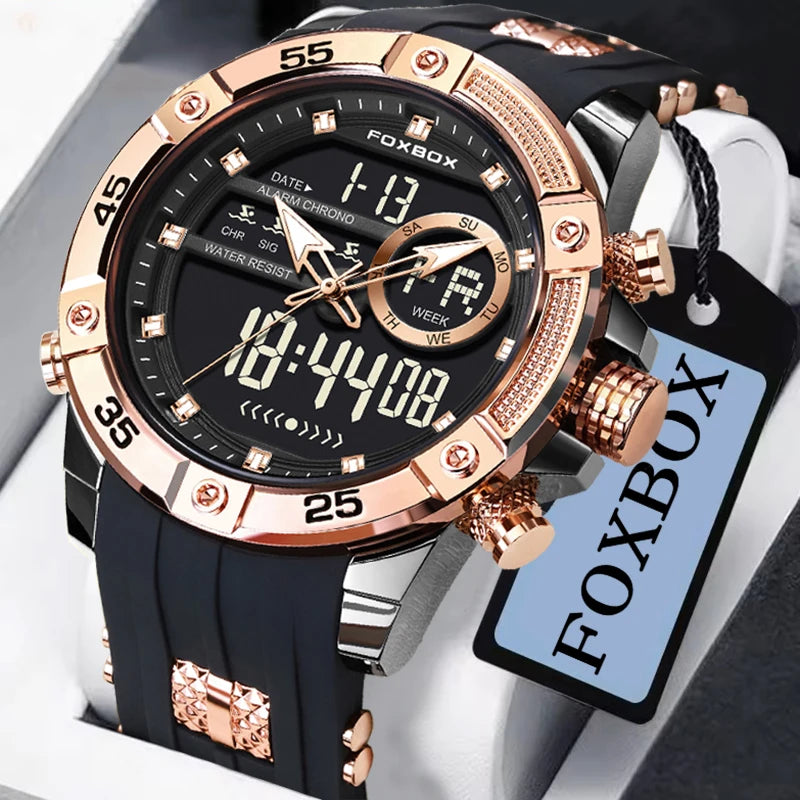 New Original FOXOBOX Brand Luxury Men Watch Military Analog Digital Watches For Men Fashion Sport Waterproof Quartz Chronograph