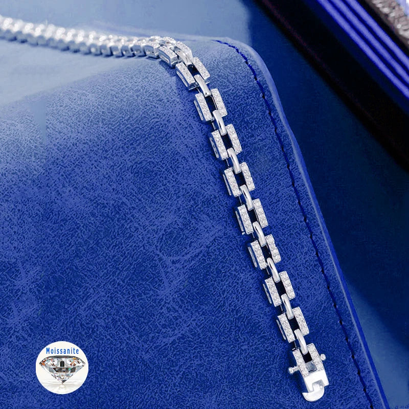 Full Moissanite Bracelet D Color for Women and Men 925 Sterling Silver Chain