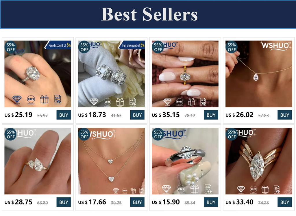 Moissanite Diamond 925 Sterling Silver Ring, Wedding Band Rings for Women, Bridal Engagement, GRA Certified