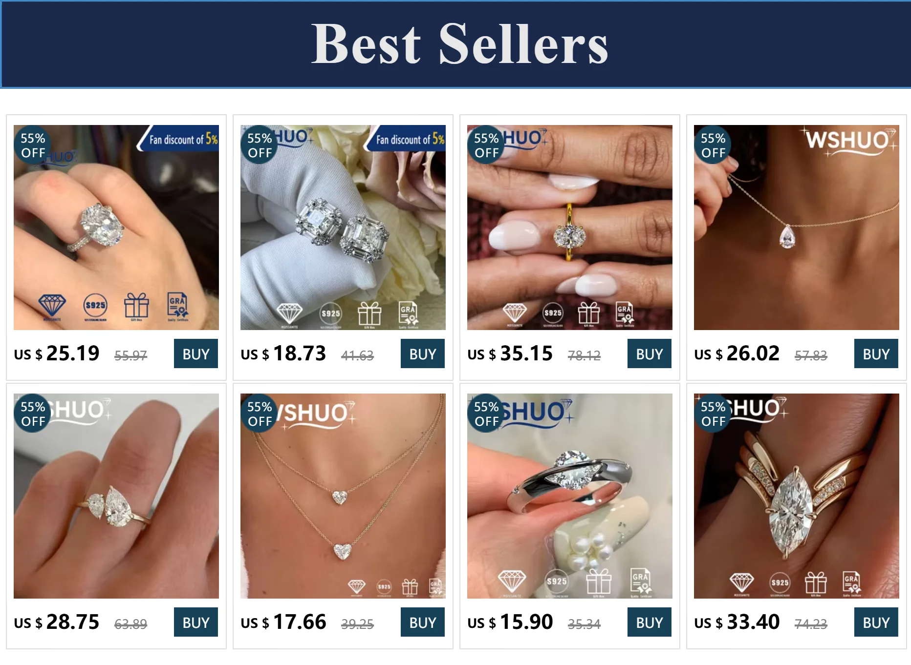 Moissanite Diamond 925 Sterling Silver Ring, Wedding Band Rings for Women, Bridal Engagement, GRA Certified