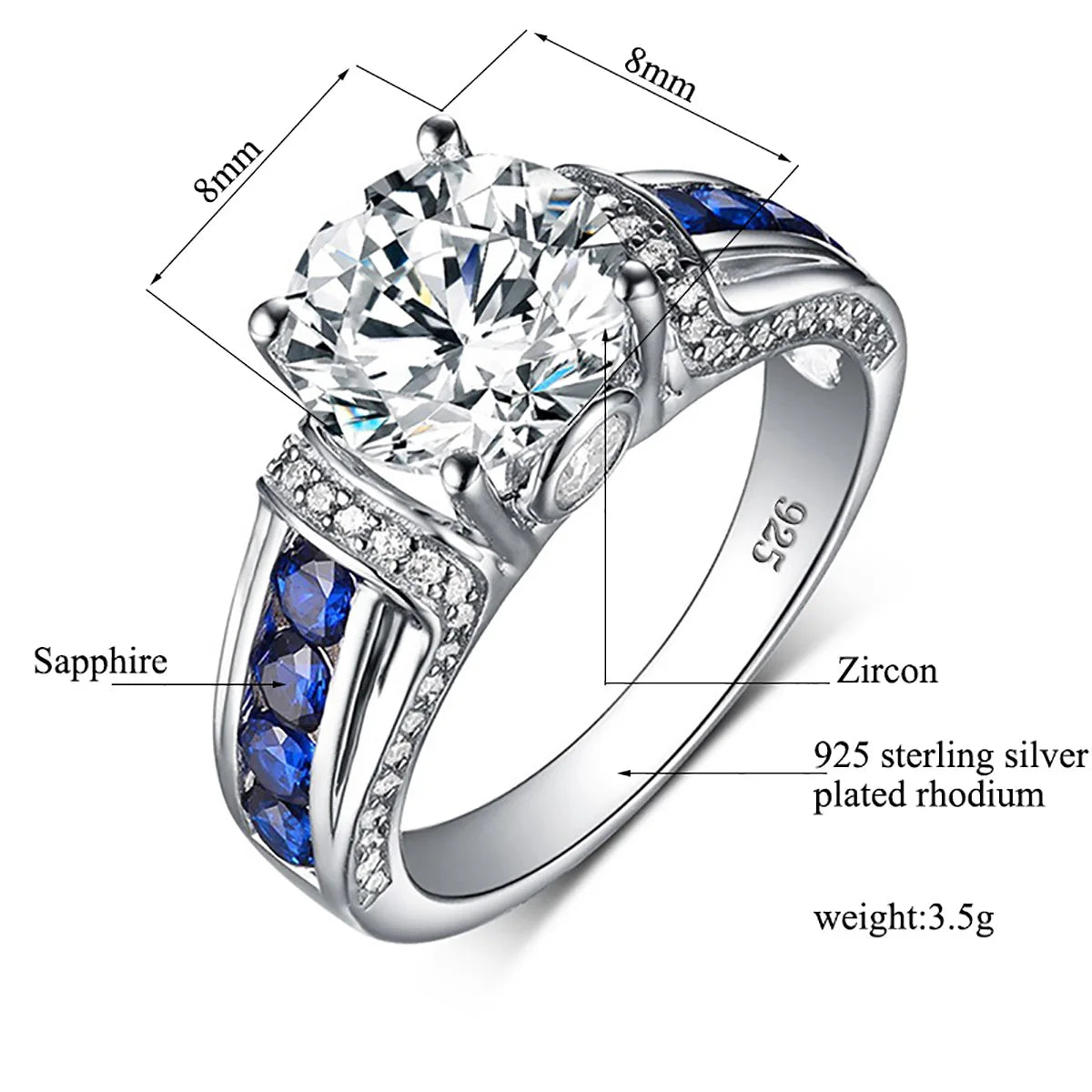 2CT Moissanite Diamond 925 Sterling Silver Rings For Women, Wedding Bands, Luxury Jewelry