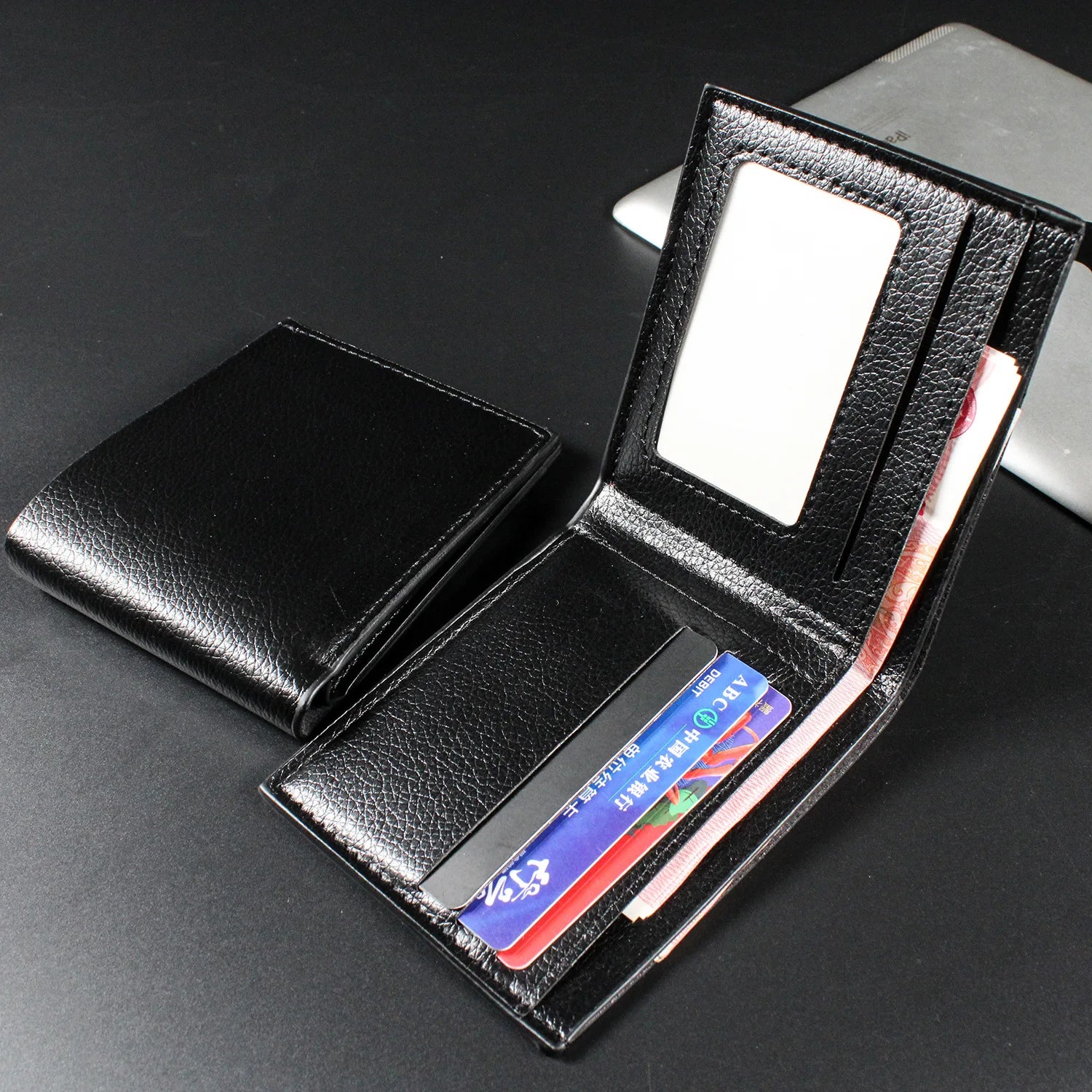 Mens Ultra Thin PU Leather Slim Wallets Luxury Designer with Driving License Holder