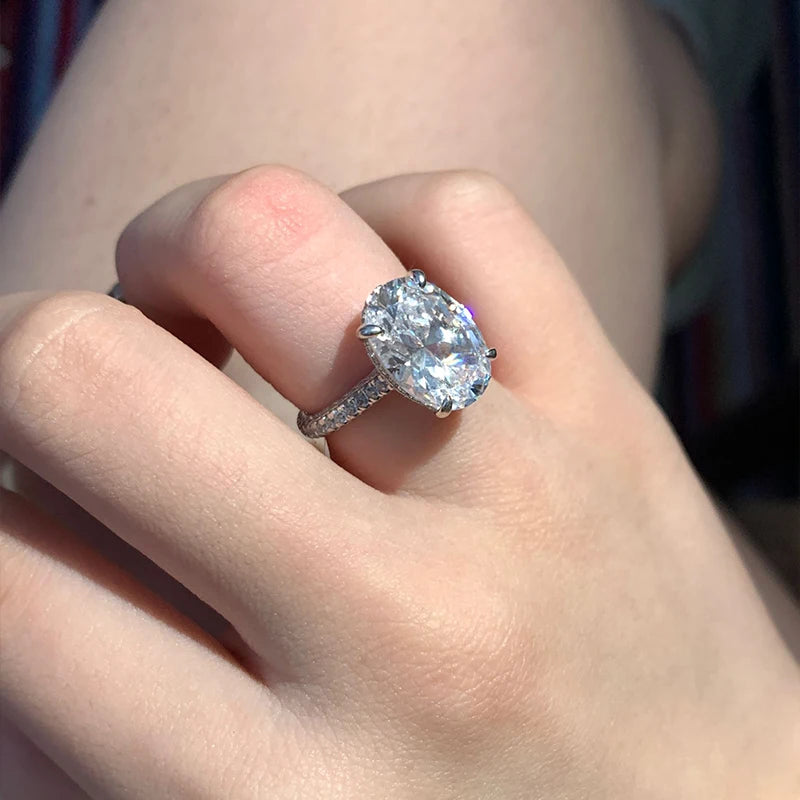 Moissanite Diamond 925 Sterling Silver Ring, Wedding Band Rings for Women, Bridal Engagement, GRA Certified