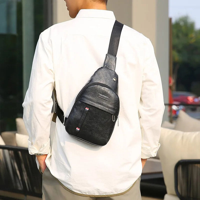 Men Shoulder Sling Bags PU Bag Crossbody Outdoor Shoulder Bag