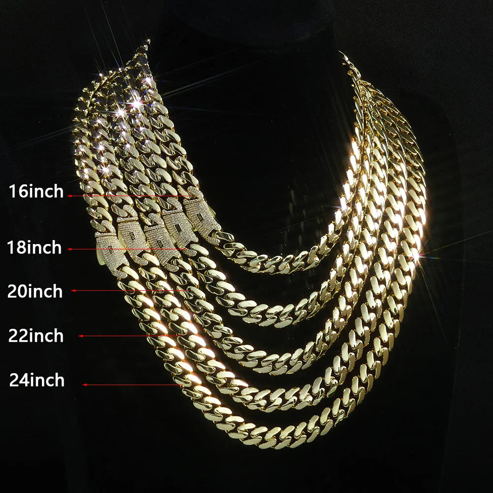 925 VVS Iced Out Moissanite Cuban Link Necklace 6/8/10mm 14K Gold Plated 925 Silver Smooth Monaco Chain Hip Hop Jewelry
