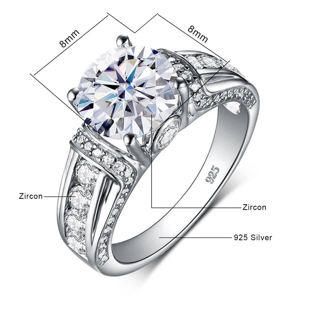 2CT Moissanite Diamond 925 Sterling Silver Rings For Women, Wedding Bands, Luxury Jewelry
