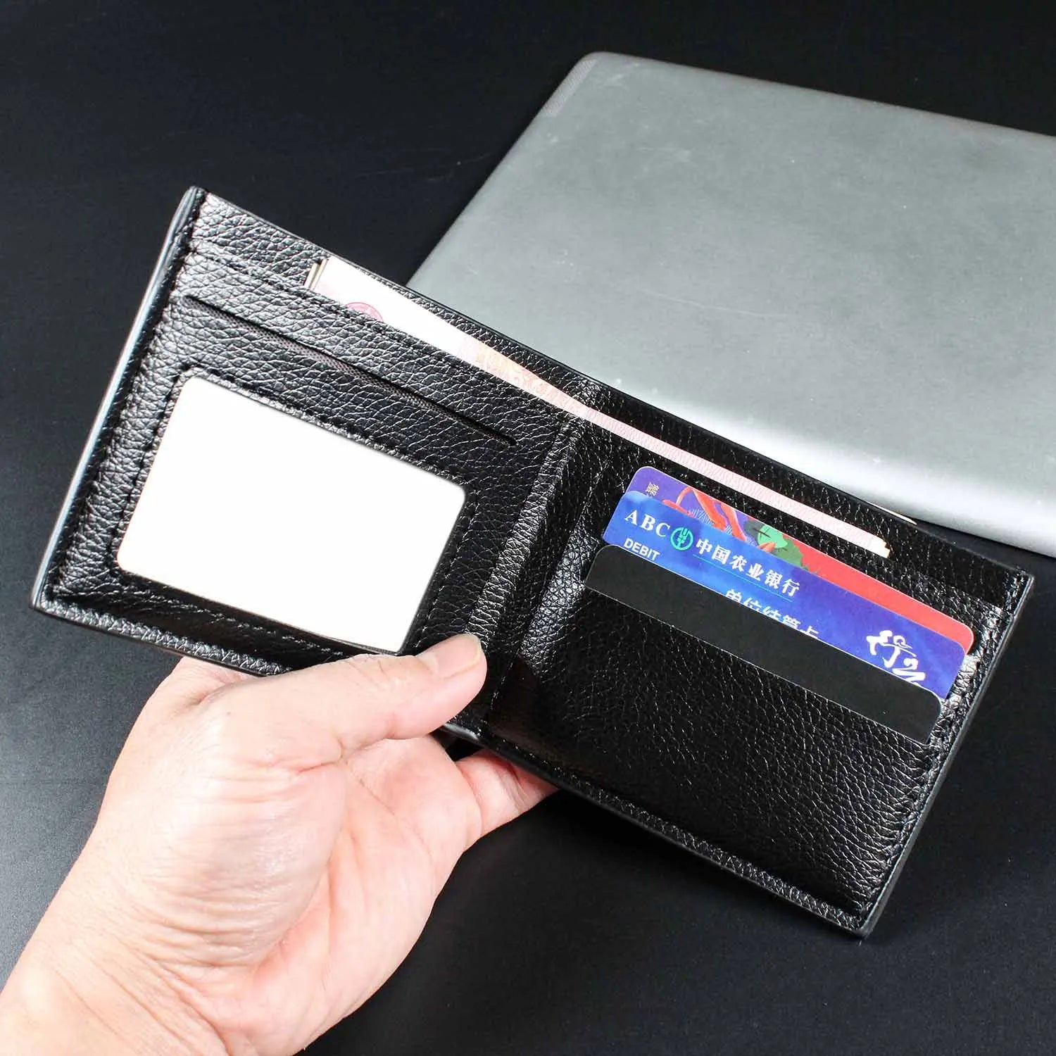 Mens Ultra Thin PU Leather Slim Wallets Luxury Designer with Driving License Holder