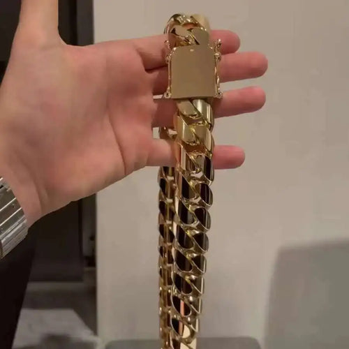 30mm Cuban Chain Gold Plated Cuban Necklaces 925 Sterling Silver Cuban Link Chain