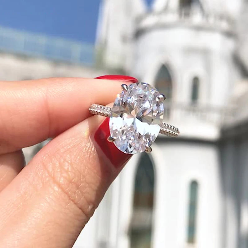 Moissanite Diamond 925 Sterling Silver Ring, Wedding Band Rings for Women, Bridal Engagement, GRA Certified