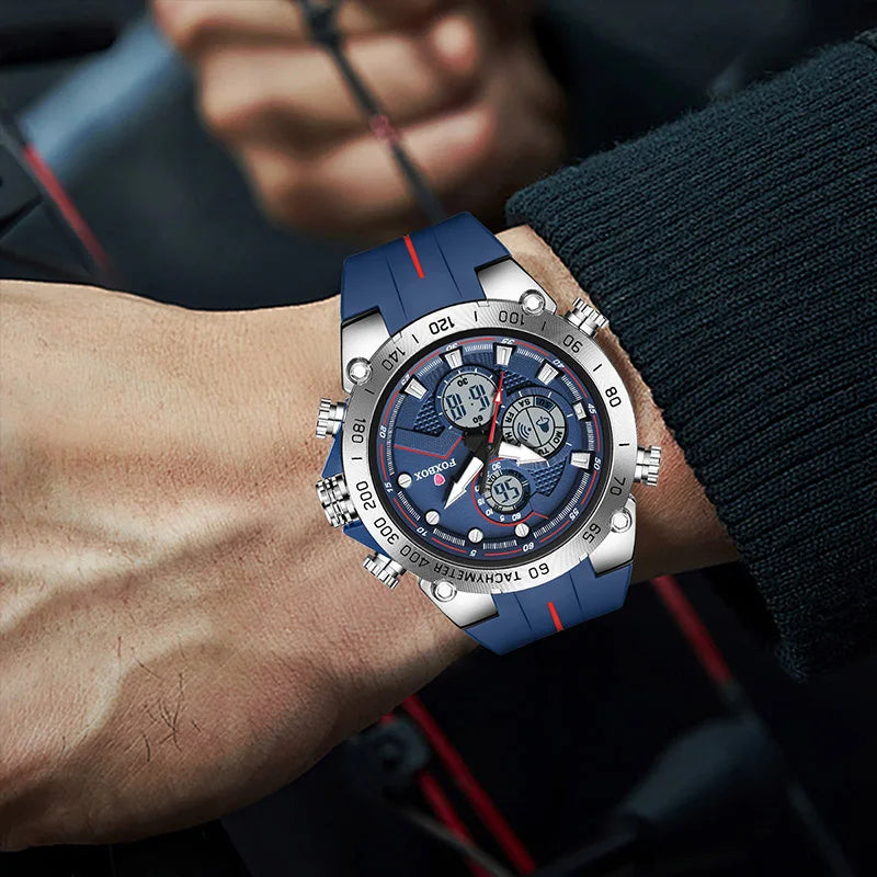 FOXBOX Sports Men's watches Military LED dual display luminous fashion mens clock waterproof watches for men