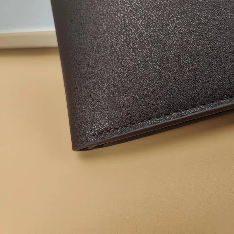 Men's Short Fashion Plaid Horizontal Soft Leather Large Capacity Multi Card Wallet