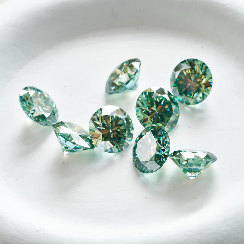 0.1-5CT bluegreen Color moissanite VVS1 3EX Cut Light Blue Green color Moissanite Loose Stone Certified GRA