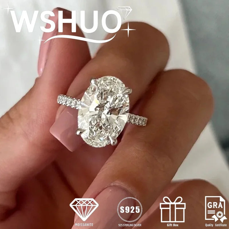 Moissanite Diamond 925 Sterling Silver Ring, Wedding Band Rings for Women, Bridal Engagement, GRA Certified