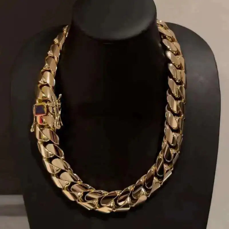 30mm Cuban Chain Gold Plated Cuban Necklaces 925 Sterling Silver Cuban Link Chain