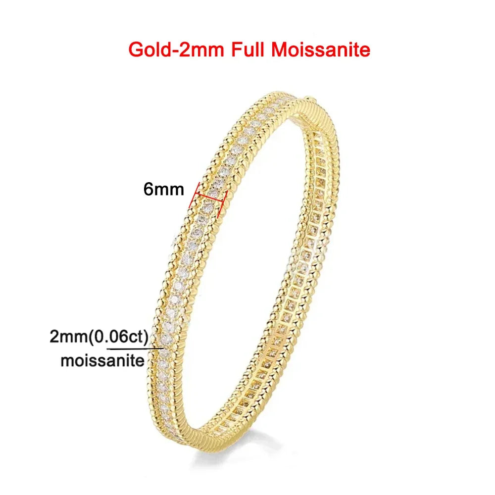 2mm Full Moissanite Bracelets with GRA Certified 100% 925 Sterling Silver Plated 18K Gold Luxury Fine Jewelry Bangle For Women