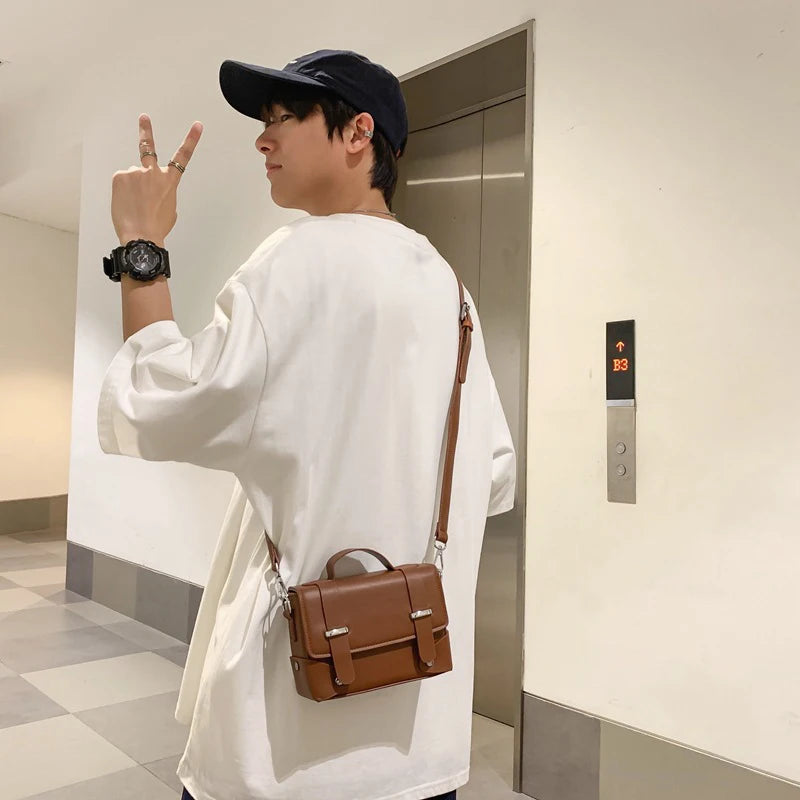 Men's Small Flip Style Shoulder/Crossbody Bag Fashionable PU Leather