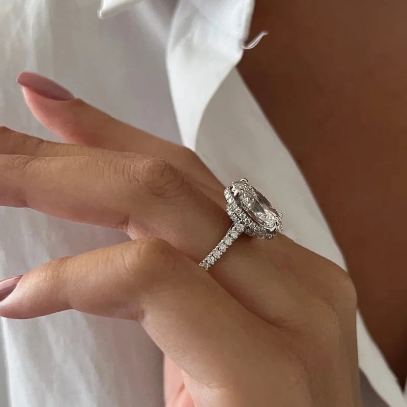 Moissanite Diamond 925 Sterling Silver Ring, Wedding Band Rings for Women, Bridal Engagement, GRA Certified