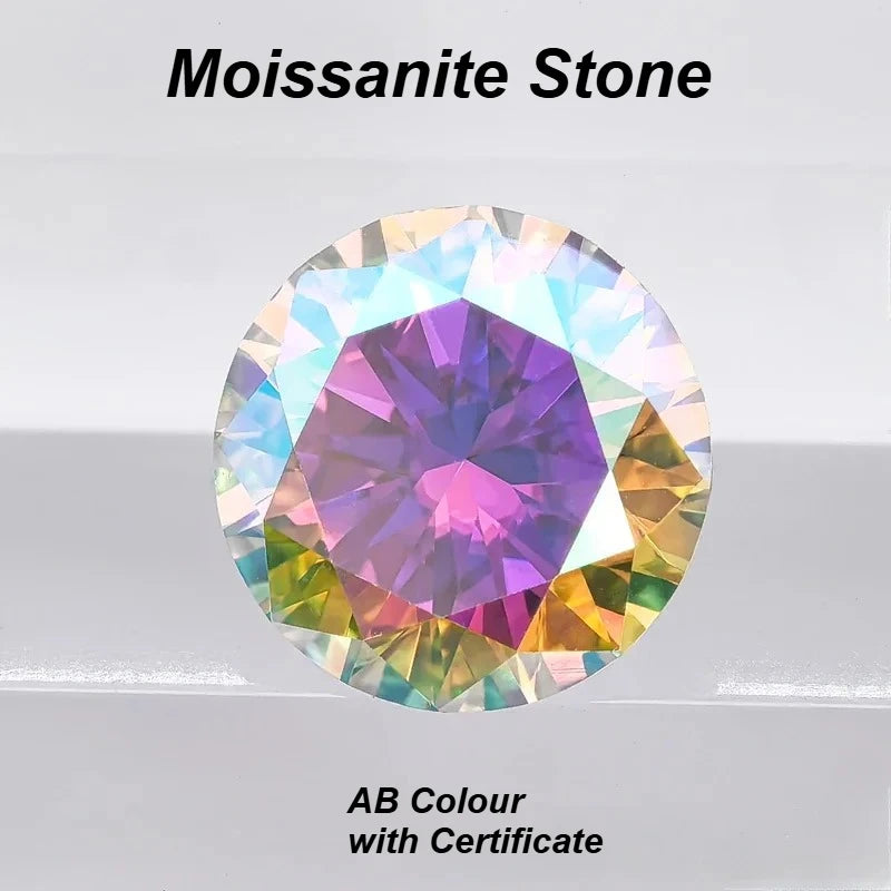 Moissanite Stone AB Colour Gemstone Round Cut  Lab Created Diamond with GRA Certificate