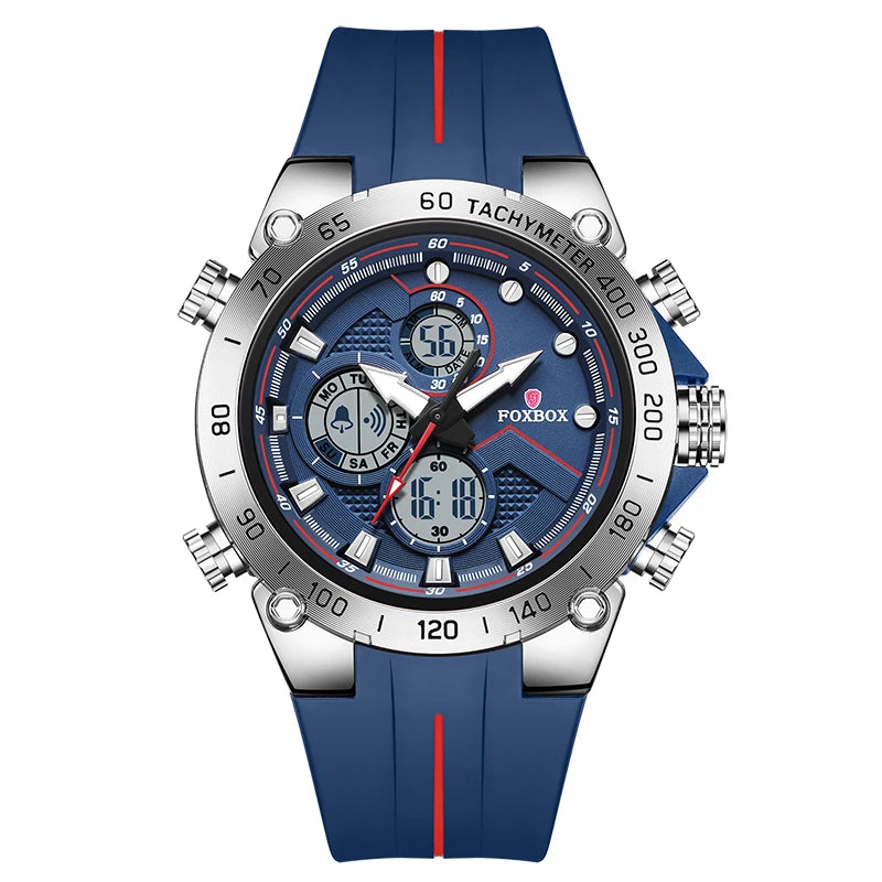 FOXBOX Sports Men's watches Military LED dual display luminous fashion mens clock waterproof watches for men